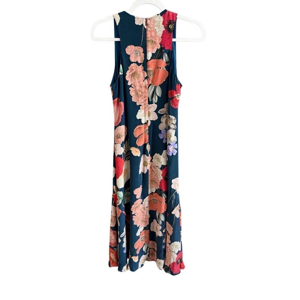 AsbyDF Womens Field Of Poppies Print Silk Juliet Maxi Dress Size Medium - Picture 12 of 16